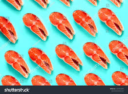 Salmon Steak Pattern Conceptual Salmon Background Flat Lay Composition Pattern Conceptual Salmon Steak Healthy Skin Diet Nutritionists Healthy Food Choices