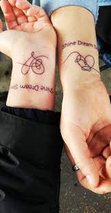 Tattoo Friends Frase Shine Dream Smile Bts Tattoos Kpop Tattoos Friend Tattoos