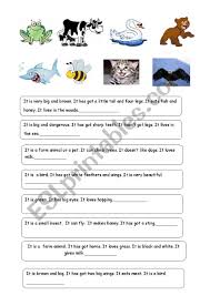These animals are threatened by hunting and human encroachment for agriculture and timber. Animal Riddles 2 Descriptions Of 24 Animals Esl Worksheet By Zelihakocyigit
