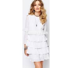 Vestito a balza verticali, in tonalità rosa antico. Stevie May Vestito A Balze Con Maniche Lunghe Bianco Bianco Stileo It