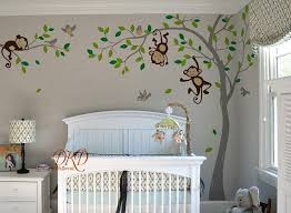 Boy Jungle Monkey Wall Decal Monkeys Birds And Name Decal For Nursery Kids Room Nursery Decor Baby Boy W Baby Boys Wall Boys Wall Decals Monkey Wall Decals