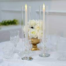 Efavor 2 Pack 14 Tall Clear Crystal Glass Hurricane Taper Candle Holders With Cylinder Chimney Tubes