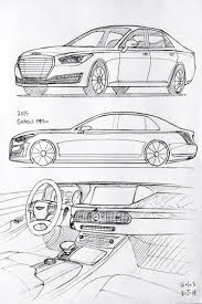 Car Drawing 160103 2015 Hyundai Genesis Eq900 Prisma On Paper Kim J H Gercekci Cizimler Cizimler Karakalem Cizimler