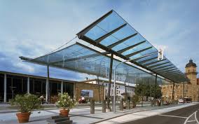 13.52mm tempered glass for roofing glass panels roof glass type: City Lightrail Heilbronn Glass Canopy Station Plaza Schlaich Bergermann Partner