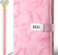 Zonon Diary with Lock for Girls Marble PU Leather A5 Journal Combination  with Diamond Pen Back to School Gifts Lock Diary Planner Organizer for Men  ...