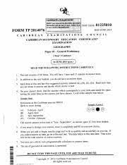 Documents similar to geography answers and questions for csec. Csec Geography June 2014 P1 Pdf Test Code Form Tp 2014076 01225010 May June 2014 Caribbean Secondary Education Certificate Examination Geograpity Course Hero