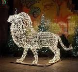 Giant Outdoor Christmas Decorations Large Animals 3D Lion Lights