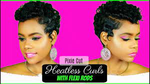 How to straighten curly short hair without heat hairs picture via hairspicture.com. Heatless Curls On Relaxed Short Hair Pixie Cut Flexi Rods Hair Tutorial Leann Dubois Youtube