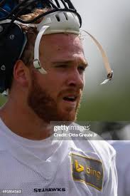 Running back Ryan Montague of the Seattle Seahawks looks