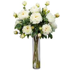 Then they are finished off with som lush green foliage to balance them out. Nearly Natural Liquid Illusion Silk Peony Floral Arrangement