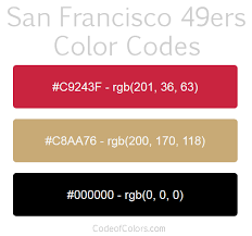 San Francisco 49ers Team Color Codes Color Coding Nfl Team Colors 49ers Colors