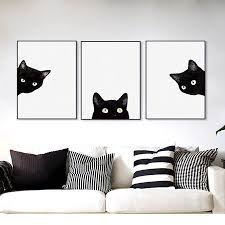 Free Shipping Buy Girl12queen 3pcs Set Cute Black Cats Canvas Frameless Painting Wall Art Home Room Decor At Walmart C Cat Wall Art Cat Wall Canvas Background