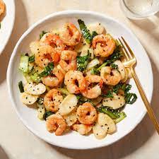Korean Inspired Shrimp Rice Cakes With Bok Choy Recipe Rice Cakes Shrimp And Rice Recipes