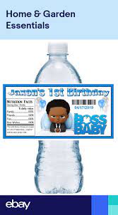 20 The Boss Baby Birthday Party Favors Water Bottle Labels African American Party Favors Baby Birthday Boss Baby Baby Birthday Party Boy