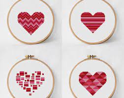Heart shape cross stitch patterns. Heart Cross Stitch Etsy