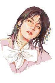 Bts v long hair drawing. D On Twitter Taehyung Fanart Long Hair Styles Bts Drawings