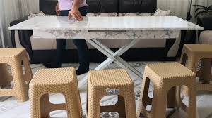 Mermer Desen Beyaz Akilli Yemek Masasi Acilir Kapanir Masa 05418420890 Youtube