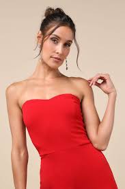 Edith Red Strapless Jumpsuit