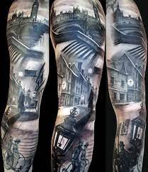 The clenched fist is a tattoo for the rebel in all of us. 90 Building Tattoos For Men Architecture Ink Design Ideas Victorian Tattoo Full Sleeve Tattoo Arm Sleeve Tattoos