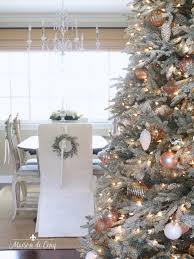 This tablescape evokes rustic elegance. French Inspired Romantic Christmas Dining Room