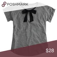 J Crew Gray Black Roll Sleeve Bow Tee Size Xl Rolled Sleeve Tee How To Roll Sleeves Sleeves