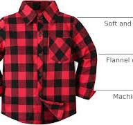 Amazon.com: Cromoncent Kids Long Sleeve Button Down Flannel ...