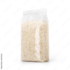 Rice In Transparent Plastic Bag Isolated On White Background Packaging Template Mockup Collection With Clipping Path Included Stand Up Halfside View Stock Photo Adobe Stock