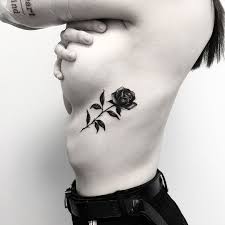 Black Rose Detail Rose Rib Tattoos Rose Tattoo Behind Ear Thigh Tattoos Women