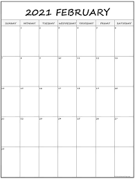 Printable february 2021 calendar vertical this printable february 2021 calendar features holidays in blue and large bold font oriented vertically. February 2021 Vertical Calendar Portrait