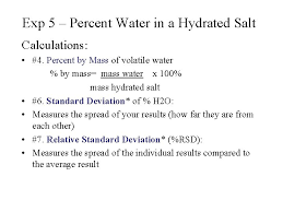 Exp 5 Percent Water In A Hydrated Salt