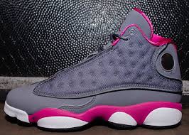 Pink Black And White Jordan 13s Pink And Purple Jordan S Air Jordan 13 Retro Gs Cool Grey Fusion Pink 6 Air Jordans Jordan Shoes For Kids Pink And Gray Jordans