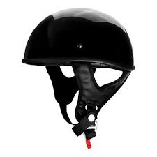 Black Motorcycle Open Face Half Helmet Low Profile Skid