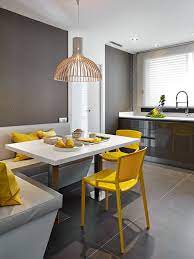 A yellow accent living room nicely twists grey. 25 Cool Grey And Yellow Dining Rooms And Spaces Digsdigs