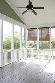 Screen porch decorating ideas in navy and white; Screen Porch Floor To Paint Or Stain What Color