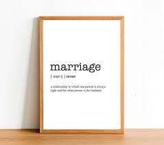 Marriage Word Definition Poster Print Urban Dictionary Word Meaning Funny Gift A4 A3 A2 Typographic Posters Wall Decor Prints Marriage Words Word Definitions Words