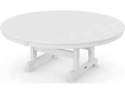 Round white patio table with umbrella hole. Polywood Traditional Recycled Plastic 48 Wide Round Chat Table With Umbrella Hole Pwrct248