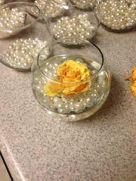 Hand Making Decor For My Wedding Glass Bowls From Hobby Lobby Yellow Roses F Weddin Yellow Wedding Colors Wedding Centerpieces Diy How To Make Decorations
