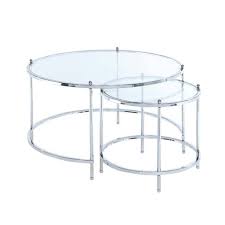 Pairing metal with reclaimed pine, the griffin round coffee table is a striking centerpiece for entertaining. Royal Crest Nesting Round Coffee Table Chrome Breighton Home Target