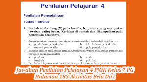 Berikut ini adalah pembahasan dan kunci jawaban penjaskes kelas 7 semester 1 halaman 183, 184. Jawaban Penilaian Pelajaran 4 Pjok Kelas 7 Pg Halaman 183 Youtube