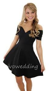 Cheap Prom Dresses Under 100 Chiffon Homecoming Dress V Neck Off Shoulder Short Sleeves Black Party Gowns Bridesmaid Dress From Ivowedding