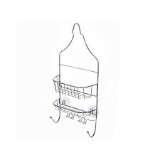 Chrome silver 2 tier shower caddy contemporary strong suction bath room caddy. Ih Casadecor Ih Casa Decor Chrome Shower Caddy With 2 Suction Cups Nov 1130 Rona