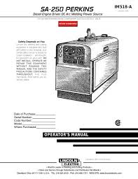 Lincoln Electric Perkins Sa 250 Users Manual Manualzz Com