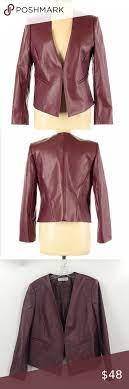 Tahari Faux Leather Wine Blazer Jacket Blazer Jacket Clothes Design Jackets