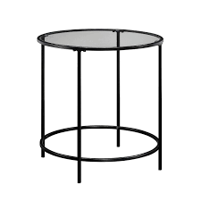 Amazon Com Sauder 414969 Harvey Park End Table L W X H 22 01 Black Clear Glass Kitchen Dining Glass End Tables Side Table Glass Table