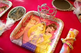 Pale pink princess table and chair set. Princess Themed Birthday Party