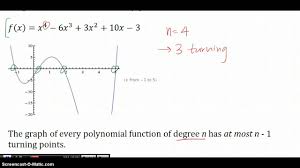 Turning Points Of Polynomial Functions Youtube
