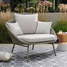 Modrn Scandinavian Nassau Outdoor Woven Lounge Chair With Sunbrella Cushion Lounge Chair Outdoor Sunbrella Cushions Outdoor Lounge