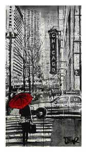 32 x 22 image size: The Red Umbrella Art Print Loui Jover Art Com