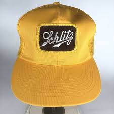 Vintage Schlitz Beer Trucker Hat Yellow Snapback Patch Mesh Baseball Cap Mens Unbranded Truckerhat Ca Baseball Cap Hats Schlitz Beer