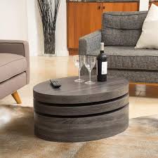 Lenox Modern Oval Black Oak Finish Faux Wood Rotating Coffee Table Coffee Table Coffee Table Wood Sofa End Tables